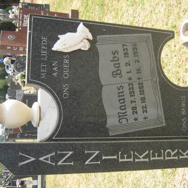 NIEKERK Maans, van 1933-1992 &amp; Babs 1937-1995