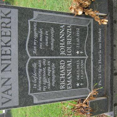 NIEKERK Richard Emanual, van 1923-2009 &amp; Johanna Lourenzia 1932-
