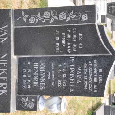 NIEKERK Johannes Hendrik, van 1933-2006 &amp; Maria Petronella 1935-1992