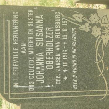OBERHOLZER Johanna Susanna nee JANSEN VAN RENSBURG 1916-1971