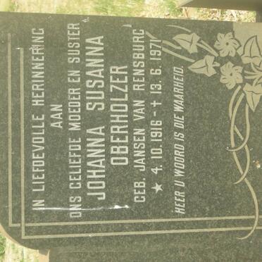 OBERHOLZER Johanna Susanna nee JANSEN VAN RENSBURG 1916-1971
