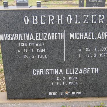 OBERHOLZER Michael Adriaan 1897-1977 &amp; Margarietha Elizabeth GOUWS 1904-1988 :: OBERHOLZER Christina Elizabeth 1923-1999