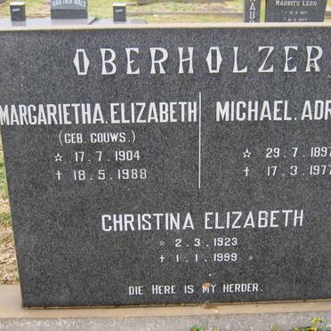 OBERHOLZER Michael Adriaan 1897-1977 &amp; Margarietha Elizabeth GOUWS 1904-1988 :: OBERHOLZER Christina Elizabeth 1923-1999