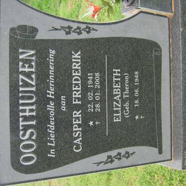 OOSTHUIZEN Casper Frederik 1941-2008 &amp; Elizabeth THERON 1948-