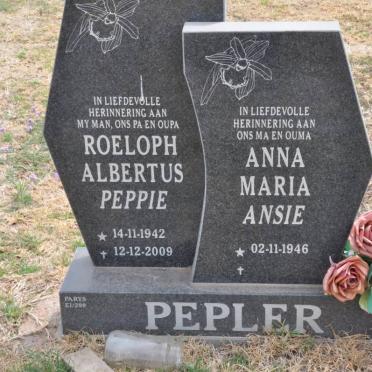 PEPLER Roeloph Albertus 1942-2009 &amp; Anna Maria 1946-