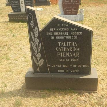 PIENAAR Talitha Catharina nee LE ROUX 1801-1992