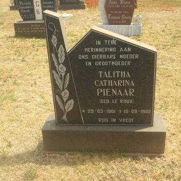 PIENAAR Talitha Catharina nee LE ROUX 1801-1992