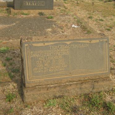 PRETORIUS Anna Elizabeth nee LIEBENBERG 1910-1949