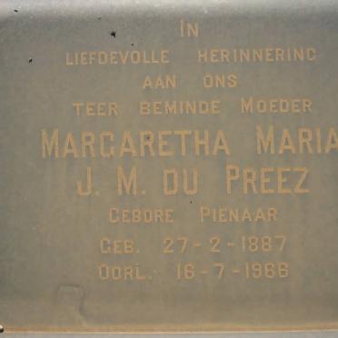 PREEZ Margaretha Maria J.M., du nee PIENAAR 1887-1966