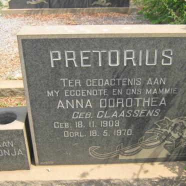 PRETORIUS Anna Dorothea nee CLAASSENS 1903-1970