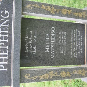 PHEPHENG Melita Matshidiso 1977-2009