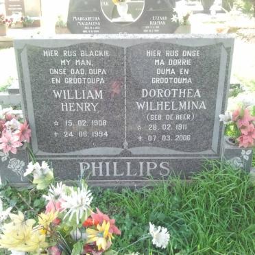 PHILLIPS William Henry 1908-1994 &amp; Dorothea Wilhelmina DE BEER 1911-2006