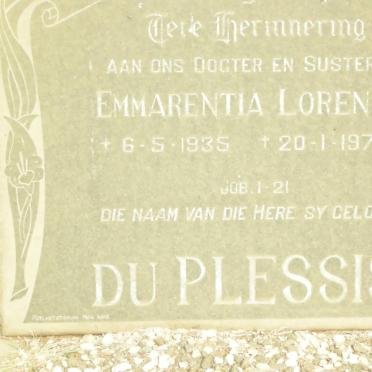 PLESSIS Emmarentia Lorensa, du 1935-1975