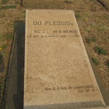 PLESSIS Nic J., du 1894-1949 &amp; Maria Magdalena 1896-1966