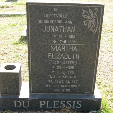 PLESSIS Jonathan, du 1913-1989 &amp; Martha Elizabeth VENTER 1910-1985