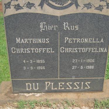 PLESSIS Marthinus Christoffel, du 1895-1966 &amp; Petronella Christoffelina 1906-1988