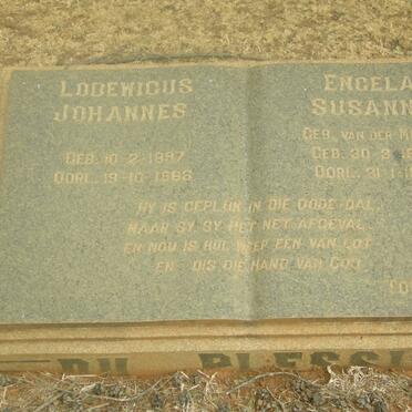 PLESSIS Lodewicus Johannes, du 1897-1968 &amp; Engela Susanna VAN DER MERWE 1900-1969