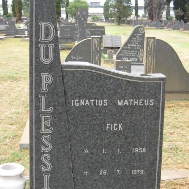 PLESSIS Ignatius Matheus Fick, du 1958-1979