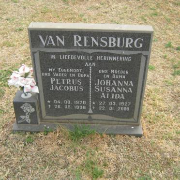 RENSBURG Petrus Jacobus, van 1920-1998 &amp; Johanna Susanna Alida 1927-2000