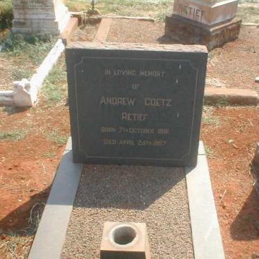 RETIEF Andrew Coetz 1881-1967