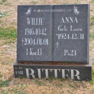 RITTER Willie 1916-2004 &amp; Anna LOUW 1924-