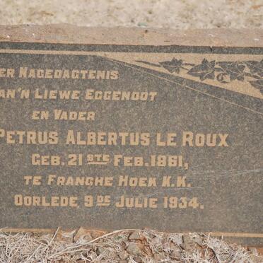 ROUX Petrus Albertus, le 1861-1934