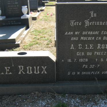 ROUX A.C., le nee DU PREEZ 1928-1983