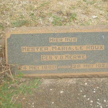 ROUX Hester Maria, le nee VAN DER MERWE 1880-1925