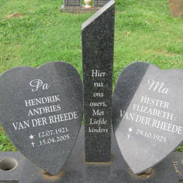 RHEEDE Hendrik Andries, van der 1921-2005 &amp; Hester Elizabeth 1925-