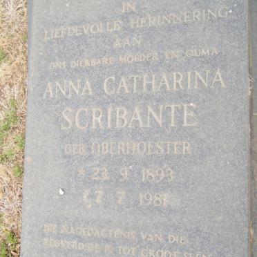 SCRIBANTE Anna Catharina nee OBERHOLSTER 1893-1981