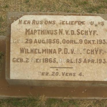 SCHŸF Marthinus N., v.d. 1856-1932 &amp; Wilhelmina P.D. 1865-1935
