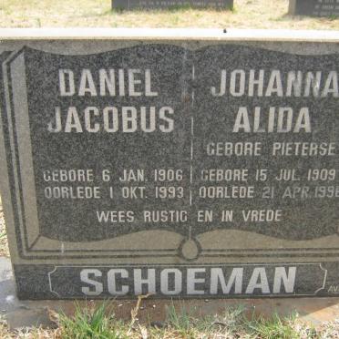 SCHOEMAN Daniel Jacobus 1906-1993 &amp; Johanna Alida PIETERSE 1909-1996