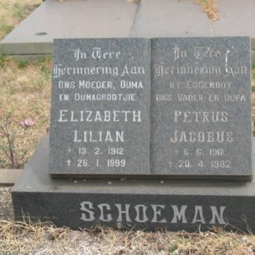 SCHOEMAN Petrus Jacobus 1912-1982 &amp; Elizabeth Lilian 1912-1999