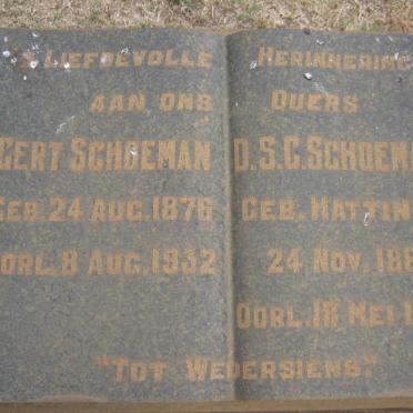 SCHOEMAN Gert 1878-1932 &amp; D.S.C. HATTINGH 1883-1944