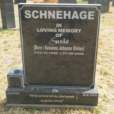 SCHNEHAGE Susanna Johanna nee OLIVIER 1940-2006