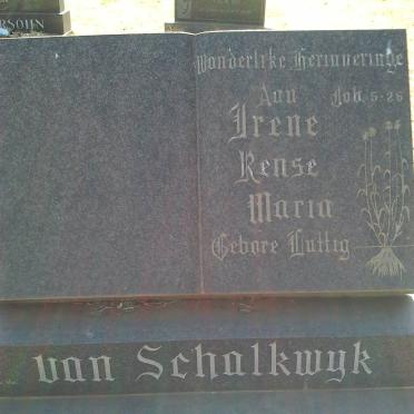 SCHALKWYK Irene Rense Maria, van nee LUTTIG