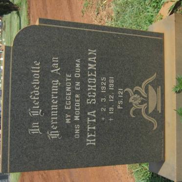 SCHOEMAN Hetta 1925-1981