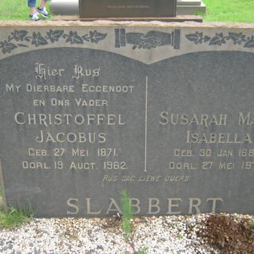 SLABBERT Christoffel Jacobus 1871-1962 &amp; Susarah Maria Isabella 1880-1970