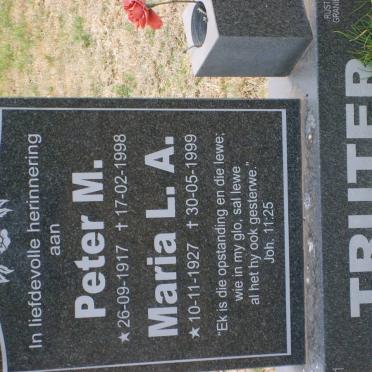 TRUTER Peter M. 1917-1998 &amp; Maria L.A. 1927-1999
