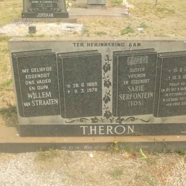 THERON Willem Van Straaten 1889-1978 &amp; Sarie Serfontein 1921-1987