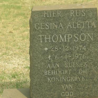 THOMPSON Gesina Aletta 1974-1976