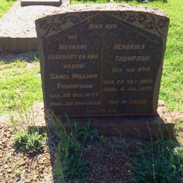 THOMPSON Carel William 1877-195? &amp; Hendrika VAN WYK 1882-1971