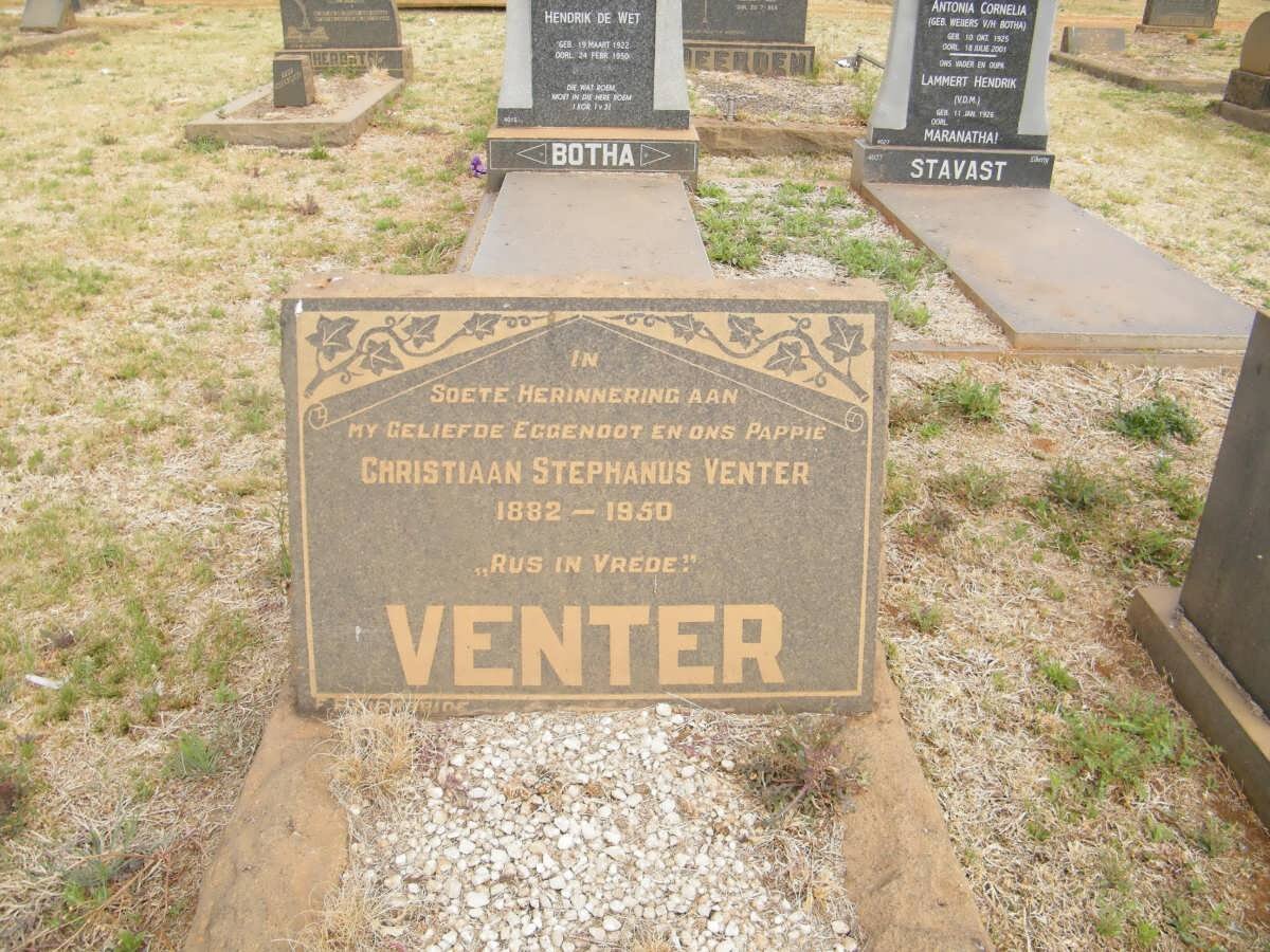 VENTER Christiaan Stephanus 1882-1950