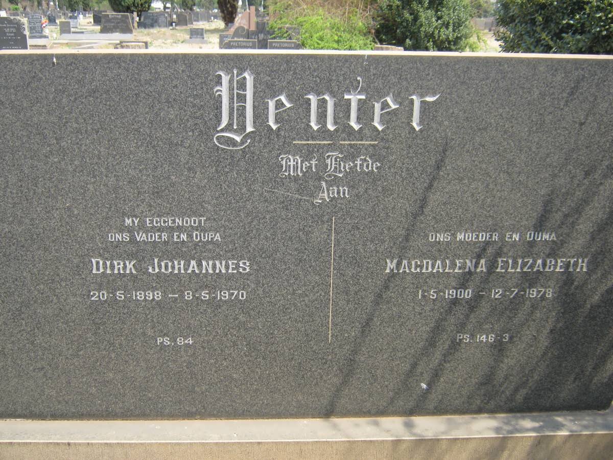 VENTER Dirk Johannes 1898-1970 & Magdalena Elizabeth 1900-1978