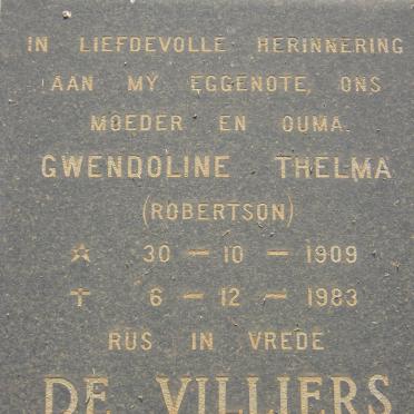 VILLIERS Gwendoline Thelma, de nee ROBERTSON 1909-1983
