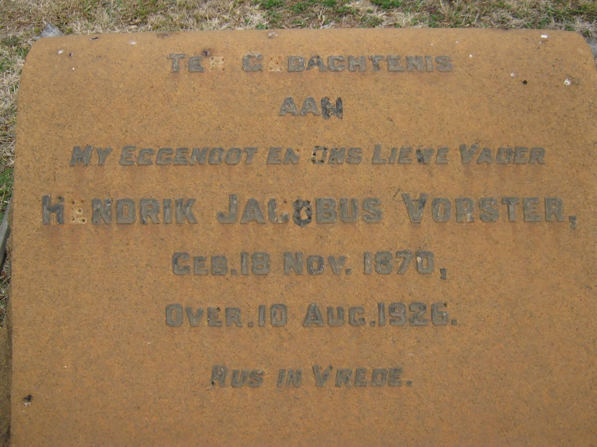 VORSTER Hendrik Jacobus 1870-1926