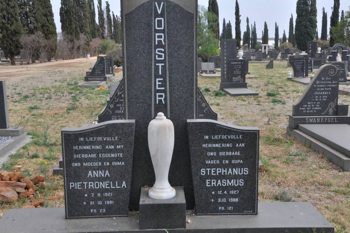 VORSTER Stephanus Erasmus 1927-1988 & Anna Pietronella 1921-1981