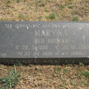 VUUREN Maryna, Jansen van nee BOSMAN 1898-1993