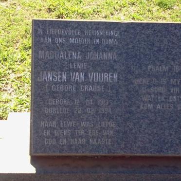 VUUREN Magdalena Johanna, Jansen van nee CRAUSE 1913-1994
