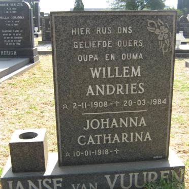VUUREN Willem Andries, Janse van 1908-1984 &amp; Johanna Catharina 1918-